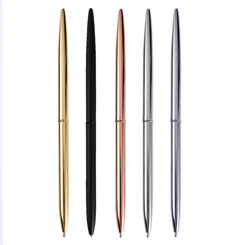 Sharpe slim no clip silver golden metal pen