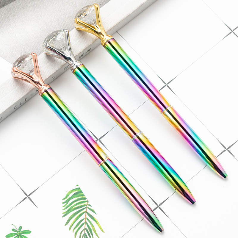 rainbow finish crystal metal ball pen