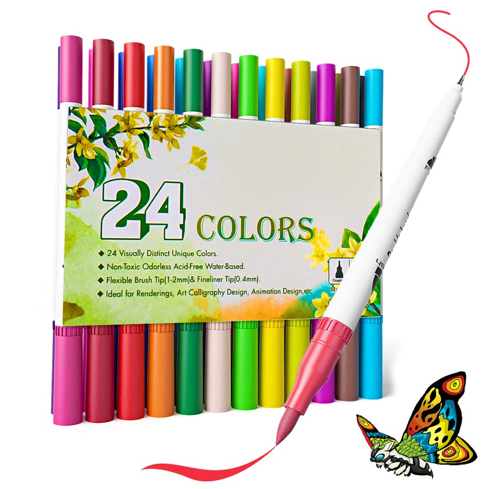 Dual tips watercolor brush marker