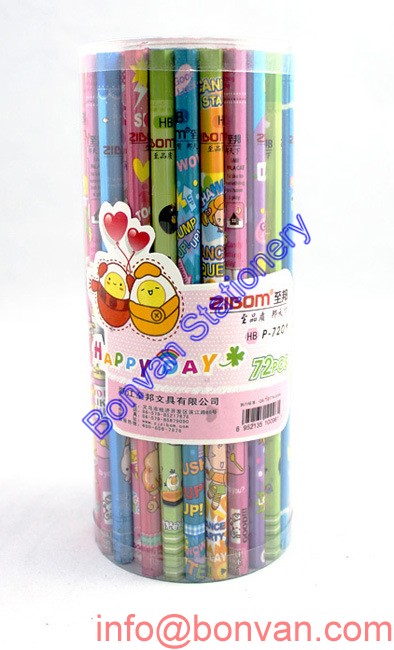 PVC tube packed HB wooden stationery pencil